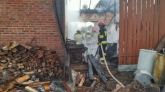 Pożar budynku gospodarczego w Markowej