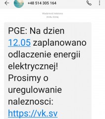 Uwaga oszuści podszywają się pod PGE