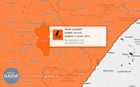 Burze z gradem, alert 2 stopnia